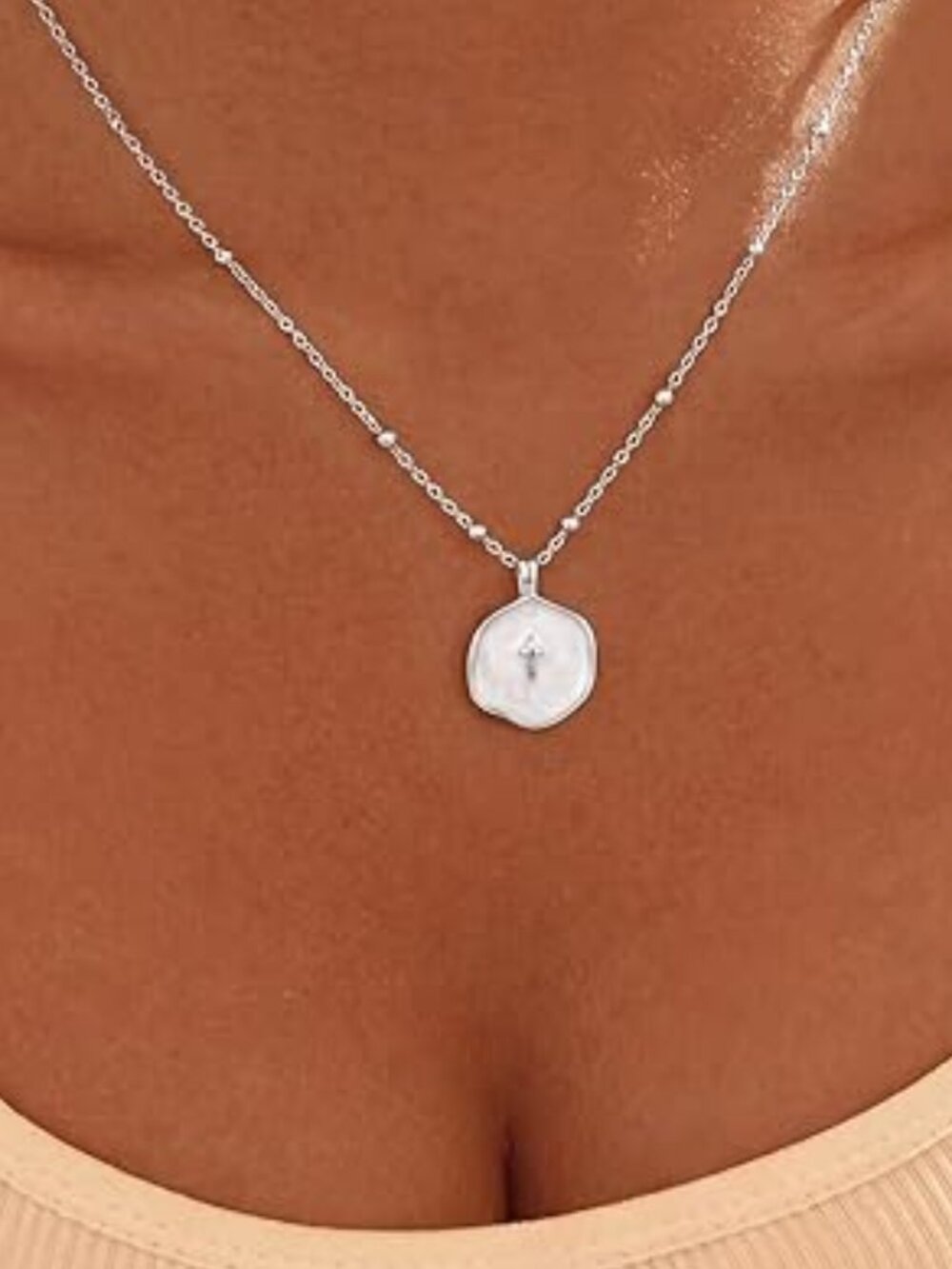 Neiman Marcus 14K Gold Plated Cross Coin Necklace
